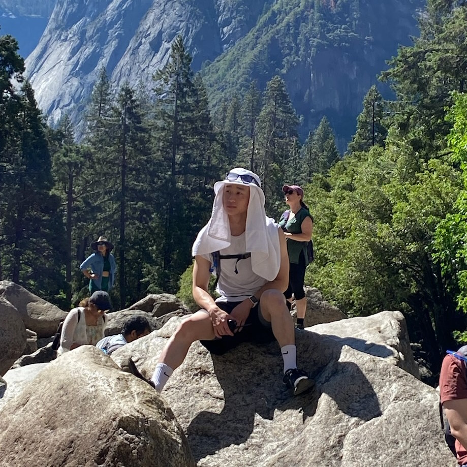 Myself, at Lower Yosemite Fall Vista Point, July 2022.